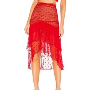 Majorelle Heidi sheer layered ruffle polka dot skirt women’s small